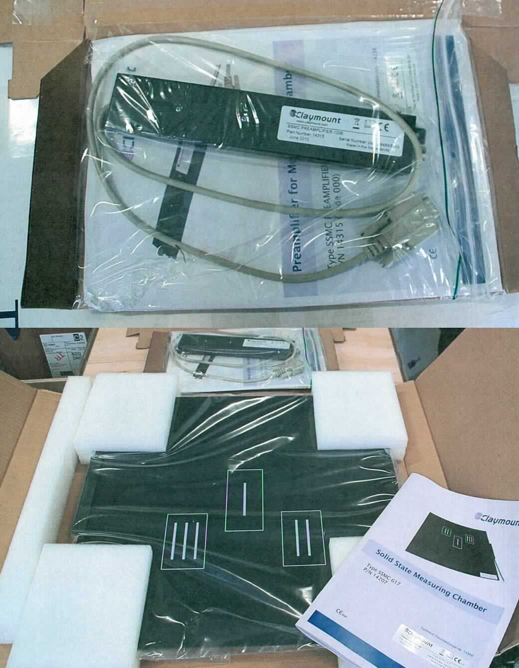 Sog. Claymount Ionen-Kammer, in Form einer quadratischen, flachen Festkörpermesskammer aus speziellem Kohlenstoffmaterial, das die Dosis von Röntgenstrahlen eines medizinischen Röntgengeräts in Verbindung mit einem Vorverstärker (funktionelle Einheit) ermittelt, wobei aus der auftreffenden, ionisierenden Röntgenstrahlung in den integrierten Photodioden elektrischer Strom entsteht, der im Vorverstärker in ein zur Strahlendosis proportionales Spannungssignal umgewandelt wird. Die Messkammer wird in der Detektoreinheit eines Röntgengeräts installiert, wo sie zur automatischen Belichtungskontrolle beiträgt.
Messkammer und Vorverstärker mit Kabel sind gemeinsam mit Bedienanleitung in einem Karton verpackt.
Zur äußeren Form siehe Abbildung in Anlage.

Die Ware wird als "Gerät zum Messen von ionisierenden Strahlen (Röntgenstrahlen)" eingereiht.