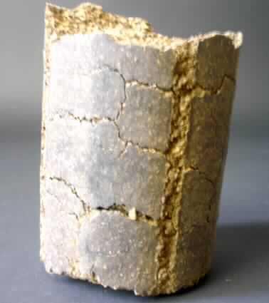 "zusammengepresste Olivenkerne"
- Olivenkerne (Rückstand aus der Olivenölgewinnung; holziger Stoff (verholztes Endokarp), 
  nach Literaturangaben),
- zu ca. 9,5 cm dicken, ca. 13 cm langen Briketts gepresst,
- zur Verwendung als Brennmaterial.

"Holzabfälle (Olivenkerne), zu Briketts zusammengepresst"