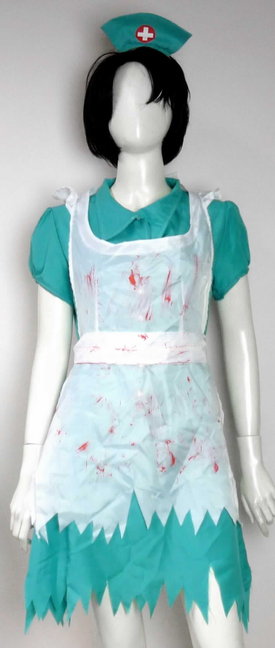 Kostüm Krankenschwester, Art. 93091, Größe 38, Foto siehe Anlage,
- Zusammenstellung, bestehend aus einem Kleid, einer Schürze und einem Karnevalsartikel (Haarreif), 
- gehört als Maskenkostüm aus Spinnstoffen nicht zum Warenkreis der Position 9505,
- getrennte Einreihung aller Bestandteile, weil die Kleidungsstücke nicht zusammen in eine Position eingereiht 
  werden können,
- keine Kombination, u. a. da das Kleid und die Schürze als Bestandteil einer Kombination nicht zugelassen sind,
- alle Flächenerzeugnisse aus lt. Antrag 100 % Polyester (synthetische Chemiefasern),
- Schürze:
-- aus ca. 0,1 mm dicken, bedruckten Geweben,
-- als Latzschürze gearbeitet; mit den Abmessungen von ca. 80 cm x 55 cm,
-- den vorderen Teil des Körpers bedeckend,
-- mit Nackenträgern und Bindebändern im Bereich der Taille,
-- ohne Hinweise auf den Trägerkreis (unisex), 
-- am unteren Rand zackig geschnitten,
-- keine Arbeits- und Berufskleidung.

"Andere Kleidung (Schürze), aus Geweben, für Frauen, aus Chemiefasern, keine Arbeits- und Berufskleidung"