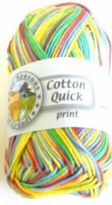 Garn (lt. Antrag: "Handstrickgarn - Cotton quick print", siehe Foto)
- aus Baumwolle,
- in Aufmachungen für den Einzelverkauf (Knäuel, mit einem Gewicht von 50 g),
- gezwirnt, 
- mit einer S-Drehung als letzter Drehung (kein Nähgarn),
- mit einem Titer von 4000 dtex (kein Bindfaden der Position 5607),
- bedruckt