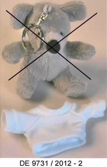 Bei dem vorliegenden Warenmuster handelt es sich um ein etwa 10,0 x 5,0 cm großes, weißes T-Shirt aus Spinnstoffgewebe mit rundem Halsausschnitt und kurzen Ärmeln. 

Abbildung siehe Anlage.

Das T-Shirt ist erkennbar hauptsächlich als Zubehör für Puppen bestimmt (eine mögliche Verwendung als Zubehör für Plüschtiere steht der Einreihung nicht entgegen). Je 360 T-Shirts sind in einem Kunststoffbeutel verpackt und werden gemeinsam mit in separaten Kunststoffbeuteln verpackten Schlüsselanhängern (nicht Gegenstand dieser Auskunft) in einem Karton eingeführt.

Derartige Waren gehören als "Teile und Zubehör von Puppen" zur Codenummer 9503 0029 00 0 des Elektronischen Zolltarifs.