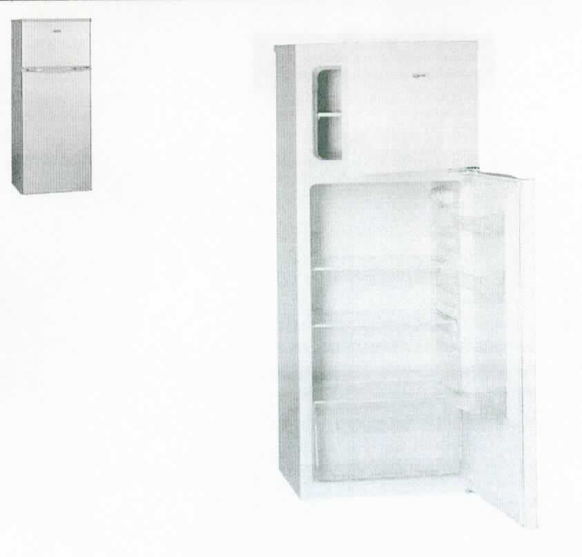 Doppeltürkühlschrank, Art.734700, 734770,
- aus einer Kühleinheit mit Gemüseschale, zwei Glasablagen, drei Türablagen, Eierablage, stufenloser 
  Temperatureinstellung, Abtauautomatik und einem Nutzinhalt von 170 l sowie einer Gefriereinheit mit 
  herausnehmbarer Gitterablage, Eiswürfelschale, manueller Abtauung und einem Nutzinhalt von 45 l, 
  jeweils mit gesonderter Außentür (Abbildung siehe Anlage),
- mit den Abmessungen von 144 x 55,4 x 55.1 cm und einem Nettogewicht von 44 kg,
- in verschiedenen Farben verfügbar,
- zum Einfrieren, Kühlen und Kühlhalten von Lebensmitteln.

"Kombinierter Kühl- und Gefrierschrank mit gesonderten Außentüren, mit einem Inhalt von weniger als 340 l, nicht mit teilfluorierten Kohlenwasserstoffen (HFKW) vorbefüllt - Doppeltürkühlschrank"