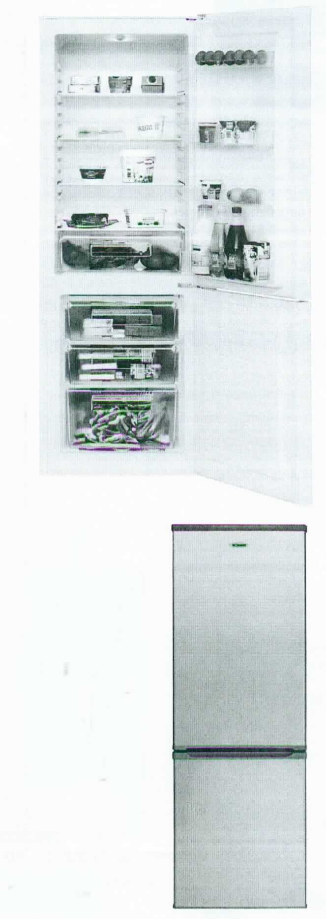 Kühl-/Gefrierkombination, Art. 718100, 718170,
- aus einer Kühleinheit mit Gemüseschale mit Glasabdeckung, drei Glasablagen, vier Türablagen, zwei 
  Eierablagen, stufenloser Temperatureinstellung, Abtauautomatik und einem Nutzinhalt von 179 l sowie 
  einer Gefriereinheit mit drei Gefrierschubladen, Eiswürfelschale, manueller Abtauung und einem 
  Nutzinhalt von 70 l, jeweils mit Außentür (Abbildung siehe Anlage),
- mit den Abmessungen von 180 x 55,4 x 56,6 cm und einem Nettogewicht von 55 kg,
- in verschiedenen Farben lieferbar,
- zum Einfrieren, Kühlen und Kühlhalten von Lebensmitteln.

"Kombinierter Kühl- und Gefrierschrank mit gesonderten Außentüren, mit einem Inhalt von weniger als 340 l, nicht mit teilfluorierten Kohlenwasserstoffen (HFKW) vorbefüllt - Kühl-/Gefrierkombination"