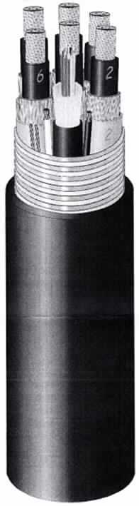 Hybridkabel,
bestehend aus 6 oder 12 einzeln umhüllten Lichwellenleitern (Kern 9 µm, Mantel 125 µm, doppellagiges Coating ca. 250 µm) in einer Kunststoffumhüllung, 6 oder 12 einzeln isolierten und abgeschirmten Kupfer-Leitern sowie 2 elektrischen Signalleitungen, alles umhüllt mit einer Aluminium-Abschirmung sowie einem wetterbeständigen Kunststoff-Mantel, ohne Anschlussstücke, Kabeldurchmesser: 21, 25,5 oder 30 mm, mit einem Gewicht von 70 - 175 kg pro 100 m, in unterschiedlichen Längen.

Das Erzeugnis ist als "Kabel aus optischen, einzeln umhüllten Fasern, auch elektrische Leiter enthaltend" einzureihen.