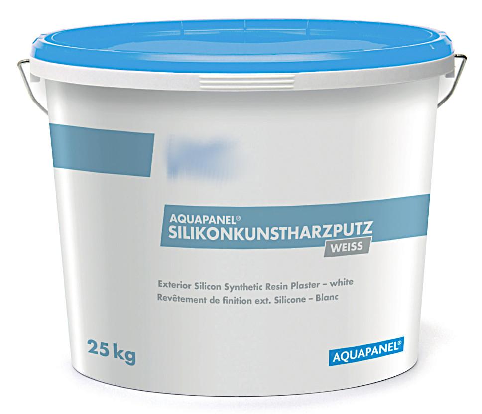 Angaben:
Silikonkunstharzputz, weiß; diffusionsoffener, wasserabweisender, gebrauchsfertiger Silikon-Kunstharzputz für Außenwände.

Befund:
Nicht feuerfeste Spachtel- und Verputzmassen für Fassaden, Innenwände, Fußböden, Decken und dergleichen.