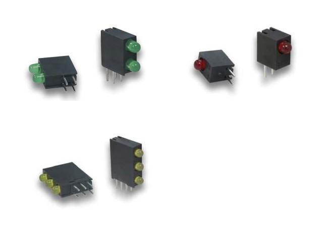 Circuit Board Indicator (Abbildung siehe Anlage),
- in Form einer einzelnen rotes Licht emittierenden Leuchtdiode, zwei grünes Licht
  emittierenden Leuchtdioden oder drei gelbes Licht emittierenden Leuchtdioden,
  jeweils nicht untereinander verschaltet in einem quaderförmigen Kunststoffgehäuse
  mit zwei, vier oder sechs elektrischen Anschlussstiften,
- keine Elemente für die Stromversorgung oder -regelung enthaltend.

"Leuchtdiode (LED) auch mit anderen Leuchtdioden (LED) zusammengesetzt"