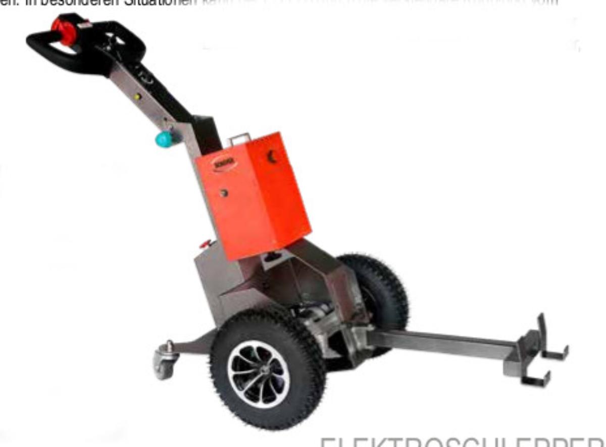 Elektrokraftkarren, sog. Elektroschlepper, Foto siehe Anlage; laut Antrag:
- in Form eines selbstfahrenden, von einer zu Fuß gehenden Bedienperson gelenkten, ohne Ladeplatt-
  form und Hebevorrichtung versehenen Zugkraftkarrens:
- - mit zwei luftbereiften Antriebsrädern mit einem Durchmesser von ca. 320 mm und einer Breite von
    ca. 100 mm,
- - mit zwei hinteren Lenkrollen mit einem Durchmesser von ca. 100 mm und einer Breite von ca. 31 mm,
- - mit einem von zwei Batterien (2 x 12 V / 22 Ah) gespeisten elektrischen Antriebsmotor mit einer 
    Leistung von 400 Watt,
- - mit einer Anhängevorrichtung in Form eines Hakensystems,
- - mit einer am Deichselkopf mit Fahrschalter und anderen Bedienelementen versehenen, höhenverstell-
    baren Lenkstange,
- - mit einer Gesamtlänge von ca. 1300 mm, einer Breite von ca. 665 mm und einer maximalen
    Deichselhöhe von ca. 1240 mm,
- - mit einem Gewicht von ca. 69 kg,
- - mit einer Höchstgeschwindigkeit im beladenen Zustand von maximal 6 km/h,
- - mit einem Wendekreis, der weniger als die Länge des Fahrzeugs beträgt,
- - ohne Genehmigung für das Fahren auf öffentlichen Straßen,
- - dient als Flurförderfahrzeug zum Ziehen oder Schieben von rollenden Maschinen, Geräten oder 
    Wagen bis zu einem Gewicht von maximal 1.000 kg in z.B. Lagerhäusern; stellt sich somit als
    Zugkraftkarren von der auf Bahnhöfen verwendeten Art dar.

Zugkraftkarren (Elektrokraftkarren), von der auf Bahnhöfen verwendeten Art, ihrer Beschaffenheit nach
nicht zum Befördern von Waren mit starker Radioaktivität besonders bestimmt"