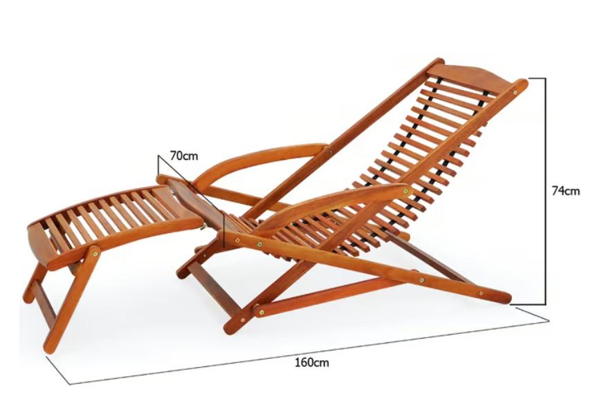 Bei dem Erzeugnis handelt es sich um eine aus verschiedenen Bestandteilen zusammengesetzte Ware in Form eines ca. 160 x 70 x 74 cm (L x B x H) großen, klappbaren, massiven Stuhl mit abnehmbarer Fußablage aus Akazienholz und einem am Kopfteil angebrachten Kissen.
Der mit Armlehnen ausgestattete Stuhl kann aufgrund des abnehmbaren Fußsegmentes zu einer Liege umgebaut werden. 

Aufgrund der Bedeutung für die Verwendung bestimmt das Möbel den Charakter der zusammengesetzten Ware.

Das Erzeugnis ist als "anderes als von der Position 9402 erfasstes Sitzmöbel, nicht von den Unterpositionen (HS) 9401 10 bis 9401 59 erfasst, mit Gestell aus Holz, nicht gepolstert" einzureihen.