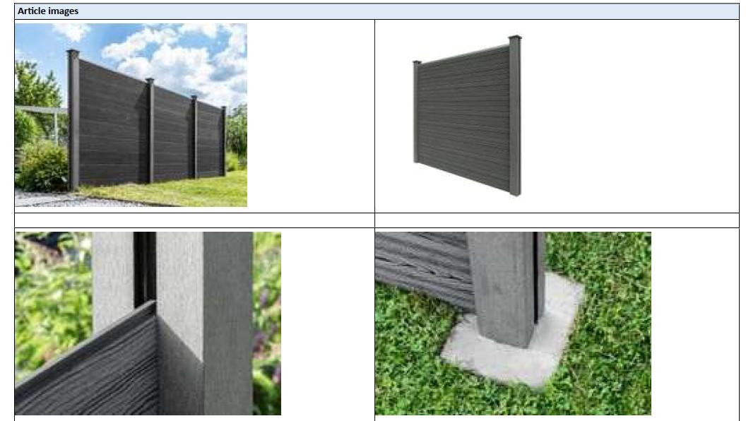 Nach den Antragsangaben sowie den vorgelegten Produktabbildungen handelt es sich um einen noch nicht zusammengesetzten Sichtschutzzaun (Gesamtlänge 8﻿,﻿9 m) aus WPC (Wood-Plastic-Composite), einem Verbundstoff aus Kunststoffen im Sinne der Anmerkung 1 zu Kapitel 39 (charakterverleihend) und Holzfasern.
Der in Nachbildung mit einer Holzmaserung angefertigte Zaun besteht im Wesentlichen aus fünf, jeweils etwa 170 x 180 cm großen Zaunelementen (sog. Paneele), sechs, jeweils etwa 10 x 10 x 185 cm großen Pfosten sowie sechs Pfostenkappen aus WPC, welche im Stecksystem mit fünf, jeweils etwa 2﻿,﻿8 x 3﻿,﻿1 x 170 cm großen Druckleisten sowie Eckverbindern aus einer Aluminiumlegierung miteinander zu verbinden sind. Das gesamte Erzeugnis wird abschließend mittels sechs Stahlrohren mit dem Boden verankert.

Die Ware dient als Sichtschutzzaun und ist in verschiedenen Kartons mit Montagematerial aufgemacht.

Der Charakter der Warenzusammenstellung wird im Hinblick auf die Bedeutung für die Verwendung durch die Zaunelemente aus Kunststoff bestimmt.

Zolltarifrechtlich handelt es sich um einen "Baubedarfsartikel aus Kunststoffen, anderweit weder genannt noch inbegriffen, andere als in den Codenummern 3925 1000 00 0 bis 3925 9020 00 0 genannt".