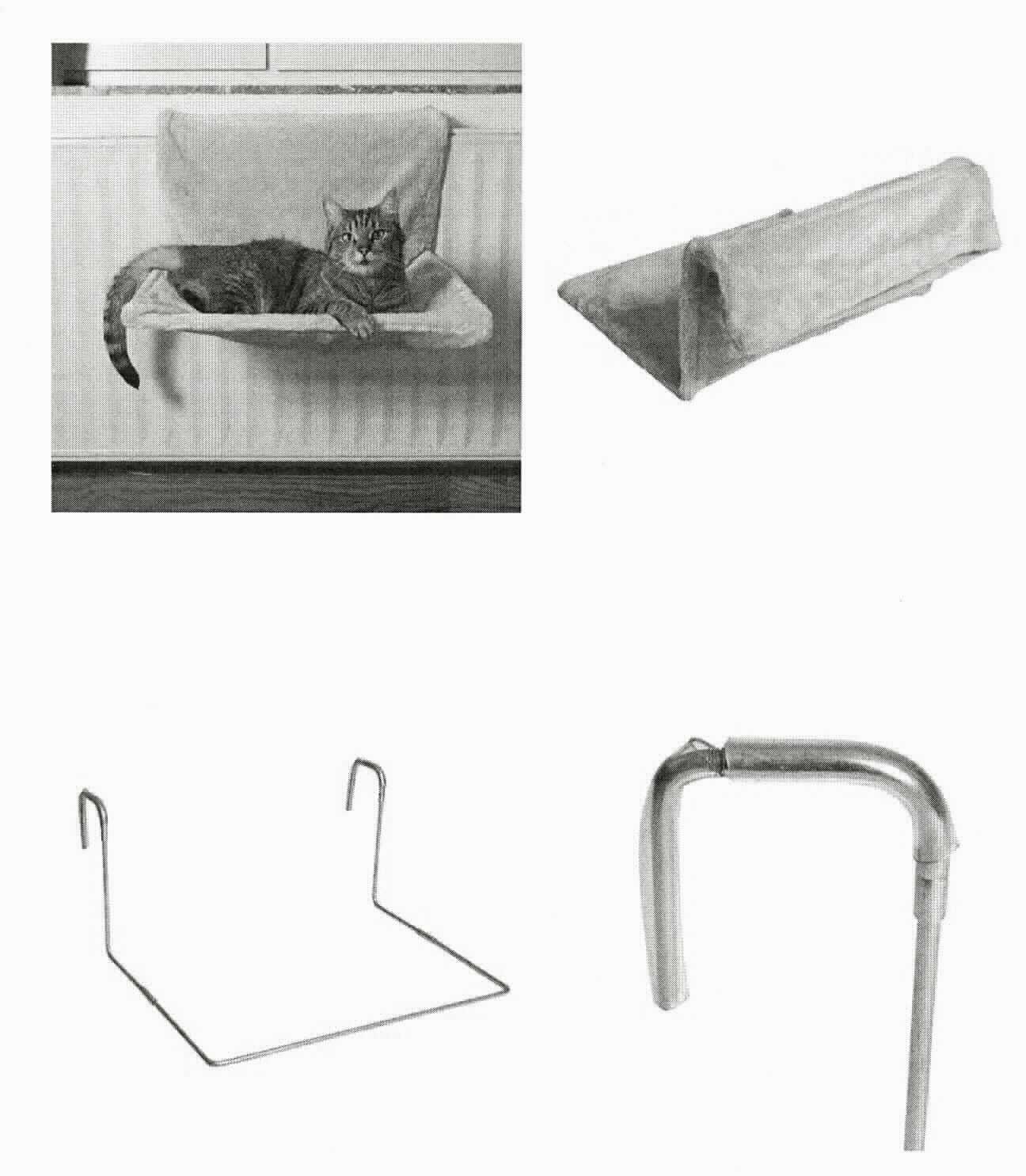 Katzenliege, sog. Heizungsliege Yumi - beige, Foto siehe Anlage, 
- in einem Polybeutel mit Tragegriff verpackt,
- in Form einer an einen Heizungskörper anzuhängenden Liege, in den Abmessungen von laut Antrag (L x B x H):
  49 cm x 37 cm x 24 cm; bestehend aus:
-- einer rechteckig zusammengenähten Hülle (Abmessungen laut Antrag: 49 cm x 78 cm) aus einfarbigen 
   Plüschgewirken aus laut Antrag 100 % Polyester (synthetische Chemiefasern); an einer Schmalseite offen;
   ohne Polsterung und ohne Füllung, 
-- einem in die Hülle eingeschobenen Gestell aus unedlem Metall, in Form eines rechteckigen Rahmens, in den 
   Abmessungen: ca. 49 cm x 38 cm, an zwei Ecken mit jeweils einem einklappbaren Bügel zur Befestigung am 
   Heizkörper,
- durch Zusammenfügen konfektioniert,
- dient als Schlaf- und Liegeplatz für Katzen, 
- stellt sich insbesondere aufgrund der fehlenden Polsterung oder Füllung nicht als eine den Bettausstattungen 
  ähnliche Ware der Position 9404 dar, 
- kennzeichnet sich aufgrund der eindeutig raumbezogenen Funktion als Ware zur Innenausstattung, somit keine
  Ware der Position 6307, 
- im Hinblick auf die Verwendung, den Umfang und das äußere Erscheinungsbild bestimmt das Plüschgewirke
  aus Spinnstoff den Charakter der Ware.

"Andere Ware zur Innenausstattung (Katzen-Heizungsliege) aus Spinnstoffen, keine Ware der Position 9404, 
 aus Gewirken"