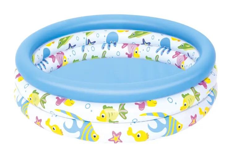 Es handelt sich um ein durch Antragsangaben und Abbildungen veranschaulichtes aufblasbares Planschbecken, sog. "aufblasbarer Kinderpool Coral Kids",
- kreisrund, mit einem Durchmesser von ca. 102 cm und einer Höhe von ca. 25 cm
- aus blauen und weißen, teilweise mit Meerestieren bedruckten Kunststofffolien 
   zusammengeschweißt
- mit mehreren Luftkammern mit Ventilen
- zur Verwendung als Planschbecken für Kinder
- für den Einzelverkauf verpackt.

Derartige Erzeugnisse sind zolltarifrechtlich als "Schwimm- und Planschbecken" einzureihen.
