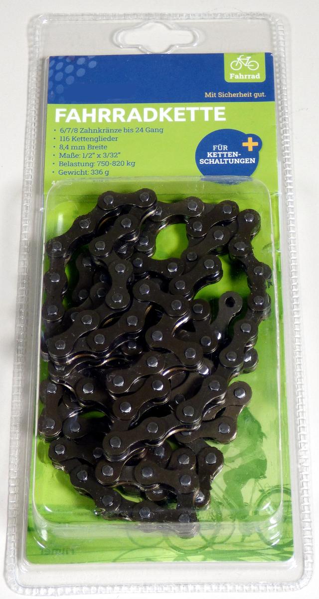 Es handelt sich um aus Stahl gefertigte Gelenkketten (Rollenketten) mit 116 Kettengliedern, bestehend aus Laschen und Rollen, die durch Bolzen miteinander verbunden sind.
Die Erzeugnisse werden als Fahrradketten verwendet und sind in einer Blisterverpackung mit Pappeinleger verpackt.
- Antragstellerangaben -

Abbildung siehe Anlage.

Derartige Erzeugnisse gehören als "Gelenkketten (Rollenketten) aus Stahl, von der für Fahrräder verwendeten Art" zum TARIC-Code 7315 1110 00.