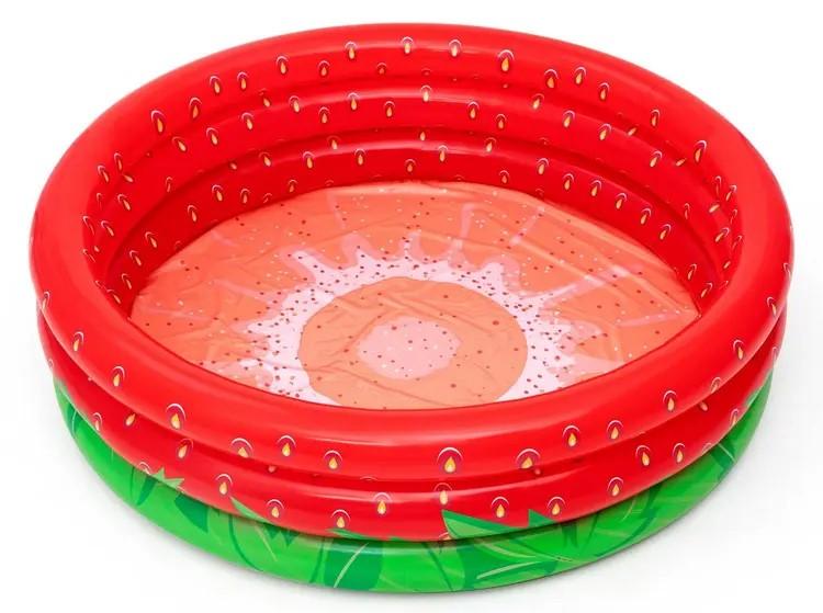 Bei dem durch Abbildungen und Beschreibungen veranschaulichten sowie als "Planschbecken Erdbeere, Art. MAN 2677685" bezeichneten Erzeugnis handelt es sich um ein Planschbecken,
- aus zusammengeschweißten Kunststofffolien (PVC) gefertigt, die in drei
  separaten, aufblasbaren Ringen fest übereinander angeordnet sind,
- mit einem Durchmesser von ca. 160 cm und einer Höhe von ca. 38 cm,
- wie eine Erdbeere bedruckt; unten mit grünen Blättern, darüber mit rotem
  Fruchtfleisch samt gelber Samen,
- in einer Aufmachung für den Einzelverkauf.

Derartige Erzeugnisse werden zolltarifrechtlich als "Schwimm- und Planschbecken" eingereiht.