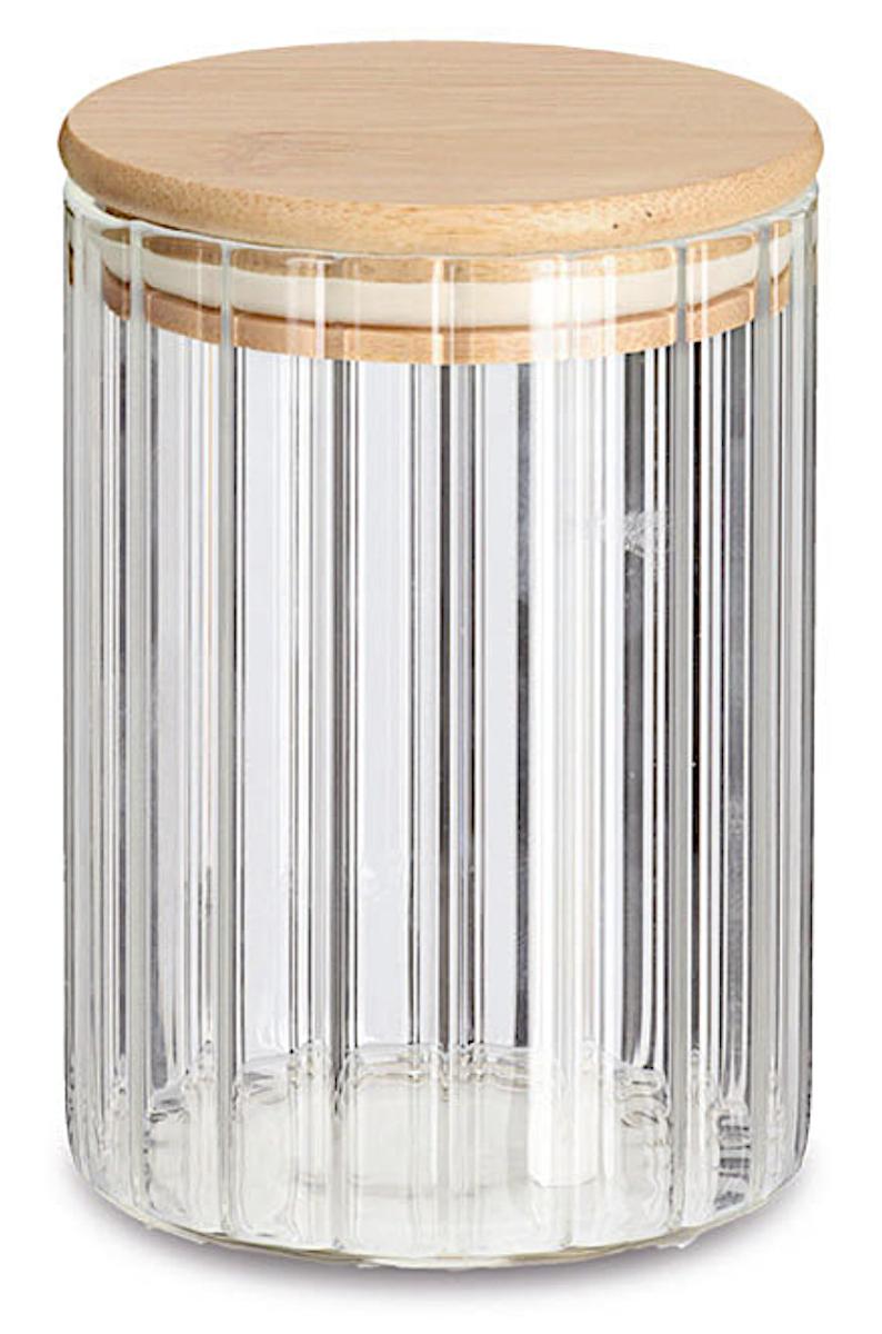 Vorratsglas, sog. Vorratsglas "Rillen" mit Bambusdeckel, Foto siehe Anlage,
- in Form eines zylinderförmigen Gefäßes,
- aus klarsichtigem, strukturiertem (gerilltem) Borosilikatglas (laut Antrag),
- mit einem Deckel aus Holz (laut Antrag Bambus) mit einer Dichtung aus Kunststoff,
- mit den Abmessungen: ca. 9 cm (Durchmesser) x 14 cm (Höhe),
- das Glas bestimmt nach dem Umfang und seiner Bedeutung in Bezug auf die Verwendung
  den wesentlichen Charakter der Ware,
- keine Ware der Position 7010, da sich das Vorratsglas als Haushaltsglasware darstellt.

"Glasware zur Verwendung bei Tisch oder in der Küche, kein Trinkglas, weder aus Glaskeramik
 noch aus Bleikristall, aus Glas mit einem linearen Ausdehnungskoeffizienten von 5 x 10^-6 oder
 weniger je Kelvin bei Temperaturen von 0 °C bis 300 °C"