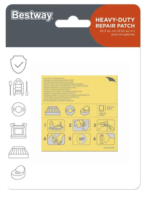 Angaben des Antragstellers:
Reparaturset, selbstklebend, aus Polyvinylchlorid, dient zur Reparatur von beschädigten oder undichten Stellen an aufblasbaren PVC-Produkten und verlängert deren Lebensdauer.

Feststellungen an einem Warenmuster:
Es wurden quadratische, transparente, selbstklebende Folien (Maße ca. 6,5 x 6,5 cm) mit gelber Schutzfolie vorgelegt. Die Folien sind gemeinsam für den Einzelverkauf aufgemacht.

Befund:
Anderes, selbstklebendes Flacherzeugnis aus Kunststoff.