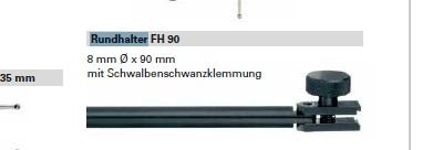 Sog. Rundhalter FH 90 für eine Messuhr, im Wesentlichen bestehend aus einer 90 mm langen Stange aus unedlem Metall, mit einem Durchmesser von 8 mm und einer an einem Ende angebrachten, beweglichen Schwalbenschwanzklemmung. Diese besteht aus zwei gegenüberliegenden flachen Metallerzeugnissen mit einer Feder dazwischen und einem Drehrad, durch welches diese zusammengedrückt werden können.
Die Ware dient der Aufnahme einer Messuhr (nicht Gegenstand dieser vZTA-Entscheidung) während der Messung. Durch die genaue Ausrichtung der Messuhr können bessere Messergebnisse erzielt werden.

Zur äußeren Form siehe Abbildung in der Ablage.

Die Ware wird als "Zubehör, erkennbar hauptsächlich bestimmt für ein Gerät zum Messen oder Prüfen, in Kapitel 90 anderweit weder genannt noch inbegriffen" eingereiht.