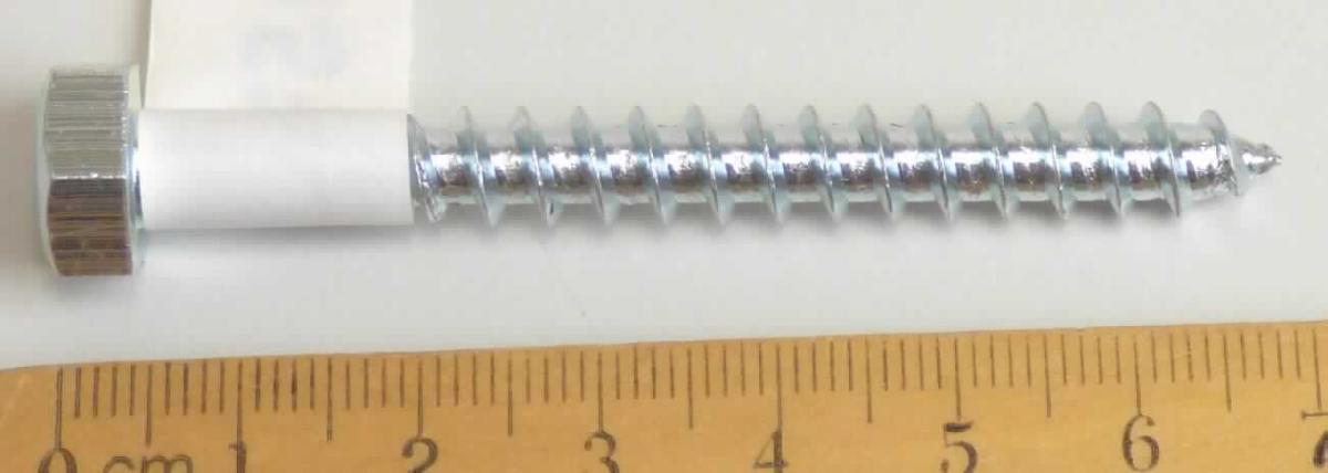 Es handelt sich um nach DIN 571 gefertigte Schrauben aus Stahl, mit einem nicht geschlitzten Sechskantkopf und mit einem nicht bis zum Kopf reichenden Holzschraubengewinde. Das Gewindeende ist zu einer Spitze ausgearbeitet. Der Schaftdurchmesser beträgt mehr als 5 mm.
Abmessungen: 6,5 x 70 mm
- Antragstellerangaben - 

Abbildung siehe Anlage.

Derartige Erzeugnisse gehören als "Schwellenschrauben aus Stahl" zum TARIC-Code 7318 11 00 00.