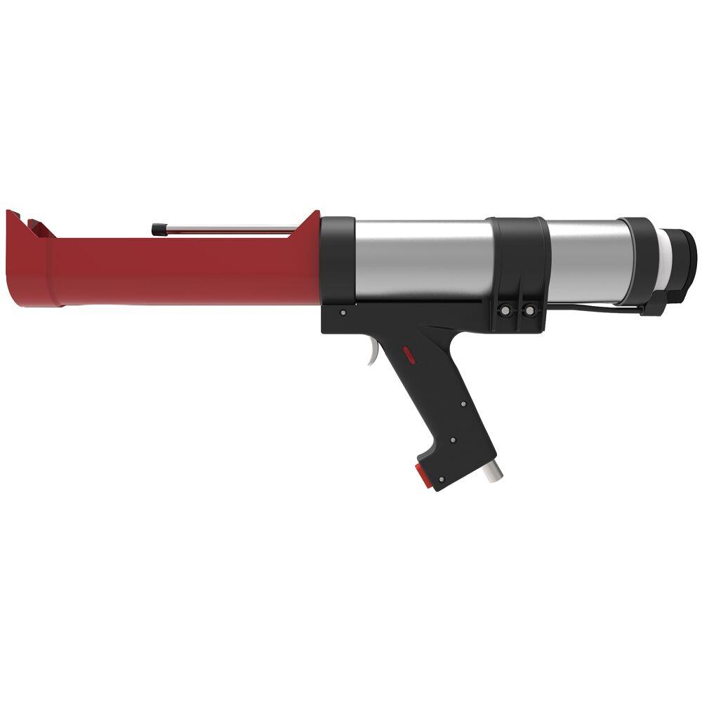 Druckluft-Auspresspistole (Abbildung siehe Anlage),
- in Form eines von Hand zu führenden Werkzeugs mit Druckluftantrieb, Schubstange und
  pistolenförmigem Handgriff mit Reduktionsventil,
- nach Anschluss an einen Druckluftkompressor (nicht Gegenstand dieser vZTA) zum Aufnehmen und
  Auspressen von 2-Kammer-Injektionskartuschen bei Bewehrungsanschlussarbeiten.

"Pneumatisch betriebenes Werkzeug, von Hand zu führen, nicht rotierend (auch schlagend) - Druckluft-Auspresspistole"