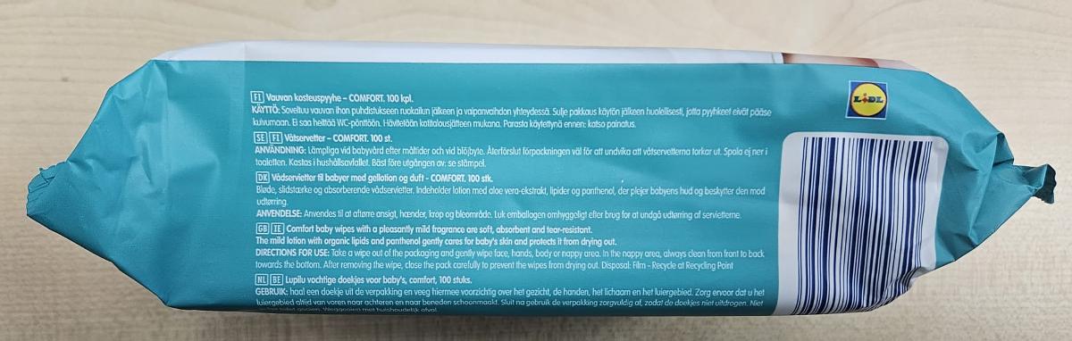 Angaben:
Babyfeuchttücher; getränktes Trägermaterial zur sanften Reinigung von Babyhaut; mit Aloe Vera Extrakt und Panthenol; 100 weiße Tücher (185 x 165 mm) pro Packung.

Warenbeschaffenheit:
Weiße, getränkte Tücher (Maße: ca. 18,5 x 16 cm), verpackt in einer bedruckten, wiederverschließbaren Folienverpackung.

Befund:
Vliesstoffe, mit Reinigungsmitteln getränkt, zur Körperpflege.
Da die Reinigungstücher mit Reinigungsmittel getränkt sind, das der Ware den wesentlichen Charakter verleiht, ist die Ware in die Position 3401 einzureihen.