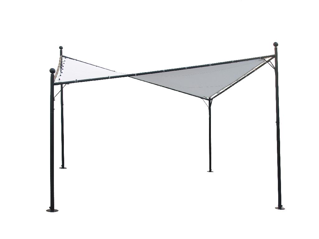 Zelt, sog. HAVESON Pavillon "Sylt", Art.-Nr. 565574, Foto siehe Anlage,
- anhand eines Fotos und eines Gewebeabschnitts veranschaulicht,
- als Gartenpavillon gearbeitet,
- laut Antrag:
-- mit einer quadratischen Grundfläche von 4 m x 4 m,
-- mit einer Grundkonstruktion aus Stahl,
-- mit einer Dachbespannung aus ca. 0,5 mm dicken, einfarbigen Geweben aus 100 % Polyester
   (synthetische Chemiefasern),
- durch Zusammenfügen konfektioniert,
- erfüllt die Merkmale zur Einreihung als Zelt, da die Ware das Bilden eines geschlossenen
  Raumes ermöglicht, somit keine Ware der Unterposition 6306 90,
- im Hinblick auf die Verwendung als Zelt bestimmen die Materialien der Dachbespannung (Gewebe 
  aus Spinnstoffen) den wesentlichen Charakter der Ware.

"Zelt, aus Spinnstoffen, aus synthetischen Chemiefasern"