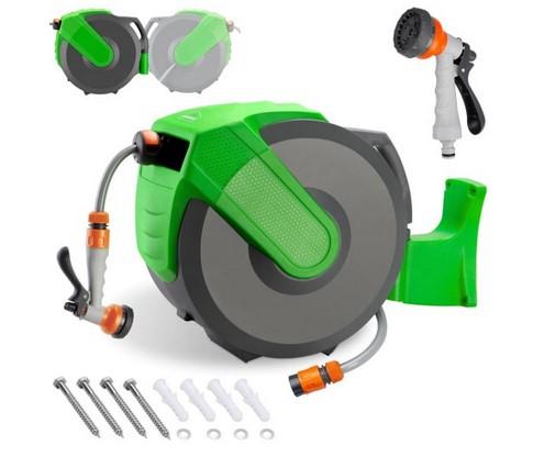Angaben des Antragstellers:
Wasserschlauchaufroller 30m automatisch

Lieferumfang:
1 x Schlauchaufroller inkl. 30 m Schlauch
2 x Schlauchverbinder
1 x 7 in 1 Handbrause
1 x Wandhalterung
Montagematerial
Aufbauanleitung

Material Schlauchtrommel: ABS und PP
Material Schlauch: PVC mit textiler Verstärkung
Maximaler Arbeitsdruck: 10 bar

Ein Warenmuster wurde nicht vorgelegt. Zur Veranschaulichung lag ein Foto der Ware vor.

Befund:
Der Charakter der zusammengesetzten Ware wird durch den verstärkten Kunststoffschlauch bestimmt. Danach ist das Erzeugnis als biegsamer, verstärkter Kunststoffschlauch im Sinne der Unterposition (KN) 3917 3900 einzureihen.