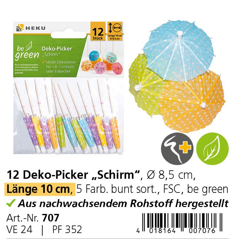Es handelt sich um etwa 10,0 cm lange, dünne, einseitig angespitzte Holzstäbchen, die an dem nicht angespitzten Ende eine Schirmbespannung aus bunt bedrucktem Papier mit einem Durchmesser von etwa 8,5 cm aufweisen. Das Schirmgestell und der Schieber bestehen ebenfalls aus Papier/Pappe. An jedem Schirmchen befinden sich zwei Kunststoffringe, wobei einer der Fixierung im geschlossenen Zustand, der andere der Fixierung unterhalb der Bespannung des geöffneten Schirms dient. Die Schirmchen sind zu 12 Stück in einem Headerbeutel verpackt und können ganzjährig zur Dekoration von Speisen (z. B. Speiseeis) oder Cocktails verwendet werden.

Abbildung siehe Anlage.

Derartige Waren gehören als "andere Waren aus Papier oder Pappe" zum TARIC-Code 4823 90 85 80, da es sich um eine aus verschiedenen Stoffen zusammengesetzte Ware handelt, deren wesentlicher Charakter nach  dem Umfang und der Bedeutung für die Verwendung (Zierwirkung) durch die Papieranteile bestimmt wird.