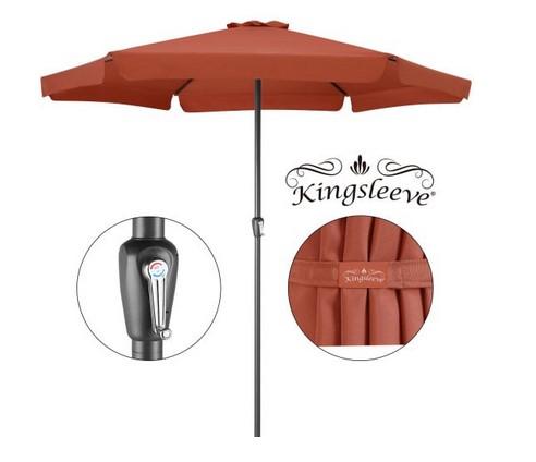 Sonnenschirm, sog. Sonnenschirm Maui, Foto siehe Anlage,
ein Warenmuster wurde nicht vorgelegt, die Einreihung erfolgt anhand der Antragsangaben,
- mit einem zweiteiligen Gestell und Verstrebungen aus unedlem Metall (Aluminium),
- mit einem Bezug aus einem textilen Flächenerzeugnis (Polyester); mit einer Windöffnung
  am oberen Ende,
- durch ein Kurbelsystem am Gestell zu öffnen und zu schließen,
- rund; mit den Abmessungen: ca. 330 cm (Durchmesser) x 266 cm (Höhe),
- ohne Schirmbefestigung oder Schirmsockel,
- zur Aufstellung auf dem Boden bestimmt,
- in unterschiedlichen Farben.

"Sonnenschirm, Gartenschirm"