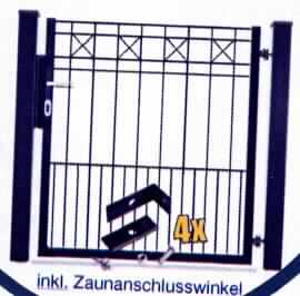 Es handelt sich um Warenzusammenstellungen in Aufmachung für den Einzelverkauf, bestehend aus 
- einem 1000 mm hohen, zerlegten Tor (charakterbestimmend) aus Stahl, i. W. bestehend aus einem 
  U-förmigen Rahmen, der mit einer Türdrückergarnitur i. W. aus Aluminium sowie mit einem Zylinderschloss
  aus Stahl ausgestattet ist, einer sog. Zaunmatte, die im oberen Bereich mit Verzierungen in Form von 
  Kreuzen versehen ist, zwei Torpfosten aus rechteckigen Rohrabschnitten, vier Befestigungs-
  winkeln, verschiedenen Schrauben und Platten aus Stahl, zwei Abdeckkappen aus Kunststoff sowie
- einer Montageanleitung.
Die Erzeugnisse sind in Kunststoffbeuteln und Kartons verpackt und gemeinsam in einem Paket für den Einzelverkauf aufgemacht. Sie werden in Zaunanlagen eingebaut und sind dazu bestimmt, dauerhaft mit dem Boden verbunden zu werden.
- Antragstellerangaben -

Abbildung siehe Anlage.

Derartige Erzeugnisse gehören als "andere Konstruktionsteile (Tore) aus Stahl" zum TARIC-Code 7308 30 00 00 weil es sich um Warenzusammenstellungen in Aufmachung für den Einzelverkauf handelt, deren wesentlicher Charakter aufgrund des Umfangs, des Wertes und im Hinblick auf die Bedeutung für die Verwendung durch das Tor bestimmt wird.