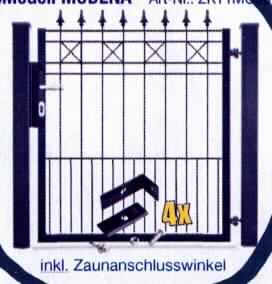 Es handelt sich um Warenzusammenstellungen in Aufmachung für den Einzelverkauf, bestehend aus 
- einem 900 mm hohen, zerlegten Tor (charakterbestimmend) aus Stahl, i. W. bestehend aus einem 
  U-förmigen Rahmen, der mit einer Türdrückergarnitur i. W. aus Aluminium sowie mit einem Zylinderschloss
  aus Stahl ausgestattet ist, einer sog. Zaunmatte, die im oberen Bereich mit Verzierungen in Form von 
  Kreuzen und Spitzen versehen ist, zwei Torpfosten aus rechteckigen Rohrabschnitten, vier Befestigungs-
  winkeln, verschiedenen Schrauben und Platten aus Stahl, zwei Abdeckkappen aus Kunststoff sowie
- einer Montageanleitung.
Die Erzeugnisse sind in Kunststoffbeuteln und Kartons verpackt und gemeinsam in einem Paket für den Einzelverkauf aufgemacht. Sie werden in Zaunanlagen eingebaut und sind dazu bestimmt, dauerhaft mit dem Boden verbunden zu werden.
- Antragstellerangaben -

Abbildung siehe Anlage.

Derartige Erzeugnisse gehören als "andere Konstruktionsteile (Tore) aus Stahl" zum TARIC-Code 7308 30 00 00 weil es sich um Warenzusammenstellungen in Aufmachung für den Einzelverkauf handelt, deren wesentlicher Charakter aufgrund des Umfangs, des Wertes und im Hinblick auf die Bedeutung für die Verwendung durch das Tor bestimmt wird.