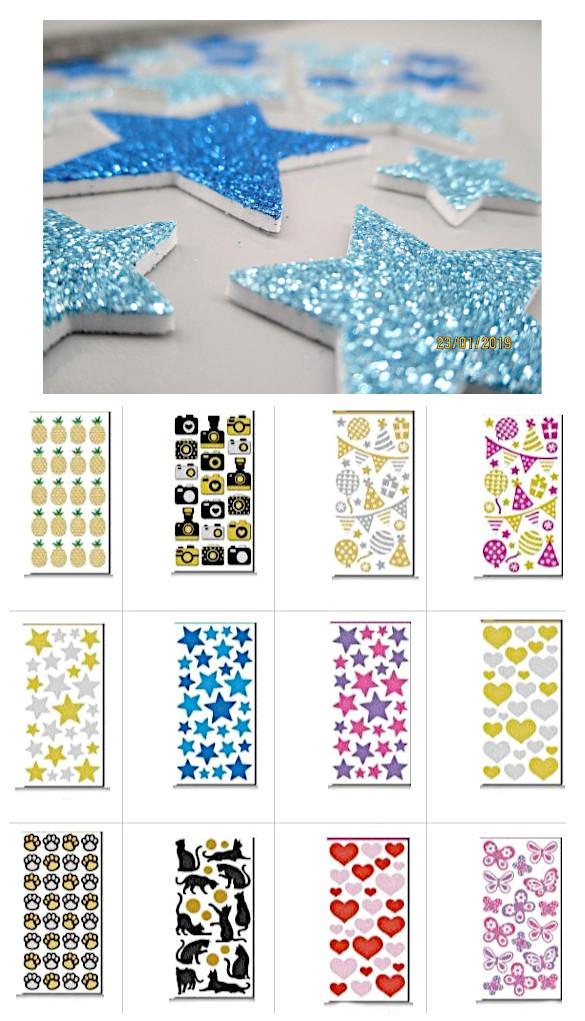 Angaben des Antragstellers:
Glitter Schaumstoffsticker, in verschiedenen Ausführungen, auf Bögen, aus Ethylenvinylacetat

Feststellungen an einem Warenmuster:
Es wurden vorgestanzte, selbstklebende Foliensticker mit Partysymbolen (Luftballons, Sterne, Girlanden etc.) vorgelegt, welche auf einem braunen Papierbogen aufgeklebt sind. Die Sticker sind für den Einzelverkauf mit Lochaufhänger aufgemacht.

Befund:
Es handelt sich um andere selbstklebende Flacherzeugnisse aus Kunststoff.