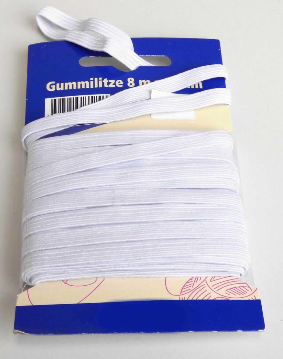 Geflecht, sog. Gummilitze, Art. 14250101, Foto siehe Anlage,
- als Meterware auf einer Pappkarte, laut Antrag mit einer Länge von 8 m und einer Breite von 5 mm,
- aus einem Flachgeflecht aus synthetischen Chemiefasern (laut Antrag Polyester) und Kautschukfäden,
- stellt sich als Geflecht dar, somit keine Ware der Position 5806.

"Geflecht als Meterware"