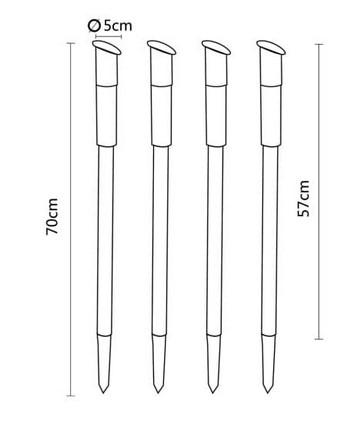 Bei dem sog. LED Solarleuchte 4er-Set handelt es sich um vier identische, etwa 70 cm hohe elektrische Beleuchtungskörper, jeweils bestehend aus einem 15 cm langen Spieß aus Kunststoff, zwei Rohren aus Edelstahl und einem zwischen beiden befestigten, runden Diffusor aus klarsichtigem Kunststoff. Im oberen Rohr sind eine LED-Lichtquelle, ein Akkumulator und elektrische Bauteile, wie Schalter und ein Dämmerungsschalter fest verbaut. Oben sind die Leuchten von je einer Fotovoltaikeinheit (d: 5 cm) abgeschlossen.
Die Leuchten können bei eintretender Dunkelheit weißes Dauerlicht verbreiten und dienen der Außenbeleuchtung (IP44) bspw. im Garten.

Keines der Bestandteile Kunststoff oder Metall bestimmt im Hinblick auf die Bedeutung in Bezug auf die Verwendung den stofflichen Charakter der Leuchten, das Metall nach dem Umfang.

Die Leuchten sind noch nicht zusammengesetzt in einem Karton verpackt.

Hinweise auf Handfertigung liegen nicht vor.

Die Erzeugnisse sind als "elektrische Beleuchtungskörper, anderweit weder genannt noch inbegriffen, nicht von den Unterpositionen (HS) 9405 11 bis 9405 39 erfasst, fotovoltaisch, ausschließlich zur Verwendung mit LED-Lichtquellen bestimmt, kein Scheinwerfer, aus Metall, nicht handgearbeitet" einzureihen.
