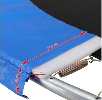 Nach den Angaben der Antragstellerin und der vorliegenden Abbildung handelt es sich um eine ringförmige sog. "Federabdeckung" für ein Trampolin mit einer Breite von ca. 30 cm.
Nach ergänzenden Angaben wird die Ware in in verschiedenen Durchmessern (ca. 244 cm, 305 cm, 366 cm und 426 cm) vertrieben. Das Erzeugnis besteht aus einer Hülle aus mit Kunststoffen überzogenen Geweben aus Spinnstoffen und ist mit einer 15 mm dicken Polsterung versehen. 
Die Ware dient als Polsterung dem Schutz von Personen vor Verletzungen durch die Trampolinfedern bzw. das Gestänge und ist in einem Pappkarton für den Einzelverkauf aufgemacht.

Im Hinblick auf die Form und die besonderen Merkmale ist die Ware erkennbar ausschließlich dazu bestimmt zur Abdeckung des Randbereichs des Geräts verwendet zu werden.

Die Ware wird zolltarifrechtlich als "Zubehör für ein Gerät oder Ausrüstungsgegenstand für die allgemeine Ertüchtigung, nicht von der Codenummer 9506 9110 00 erfasst" eingereiht.
