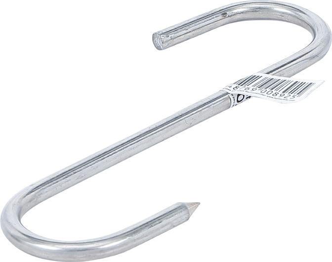 Es handelt sich um Haken (sog. Fleischerhaken) aus Stahldraht (maximale Querschnittsabmessung: 6 mm), die im mittleren Bereich in gerader Linie verlaufen und die zu den beiden Enden hin entgegengesetzt hakenförmig um 180° gebogen sind. Ein Ende ist stumpf, das andere Ende ist spitz gearbeitet.
Länge: 160 mm.
- Antragstellerangaben -

Abbildung siehe Anlage.

Derartige Erzeugnisse gehören als "andere Ware aus Stahldraht" zum TARIC-Code 7326 2000 90.