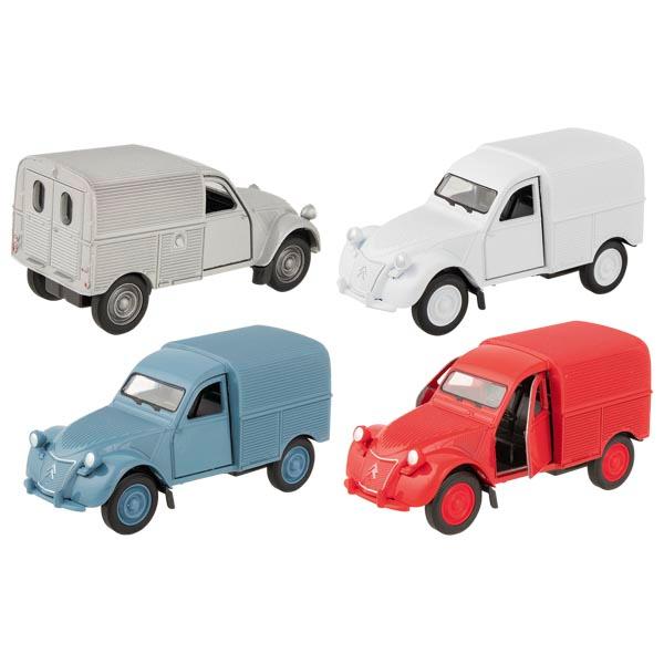 Nach den Angaben der Antragstellerin handelt es sich bei dem "Citroen 2CV Fourgonnette, 4fach, 12er Display, Artikel 12296" um ein Spielzeugauto,
- im Spritzgussverfahren hergestelltes Modell eines Citroen 2CV Fourgonnette (Kleintransporter),
- im Maßstab von 1:34,
- in den Abmessungen von ca. 11,5 x 5,5 x 5 cm (L x H x B),
- mit einer Karosserie und Achsen aus unedlem Metall,
- mit Unterboden und Innenraum aus Kunststoff,
- mit beweglichen Rädern aus Kunststoff oder Kautschuk,
- mit zwei sich öffnenden Türen,
- mit eingebautem Rückzugmotor,
- in verschiedenen Farbausführungen erhältlich,
- dient der spielerischen Unterhaltung von Kindern,
- in einer Displaybox verpackt.
Im Hinblick auf das äußere Erscheinungsbild sowie den Umfang bestimmt das unedle Metall den Charakter der aus verschiedenen Stoffen zusammengesetzten Ware.

Derartige Erzeugnisse werden zolltarifrechtlich als "anderes Modell als von den Unterpositionen (KN) 9503 0010 bis 9503 0070 erfasst, mit eingebautem Motor, nicht aus Kunststoff" eingereiht.