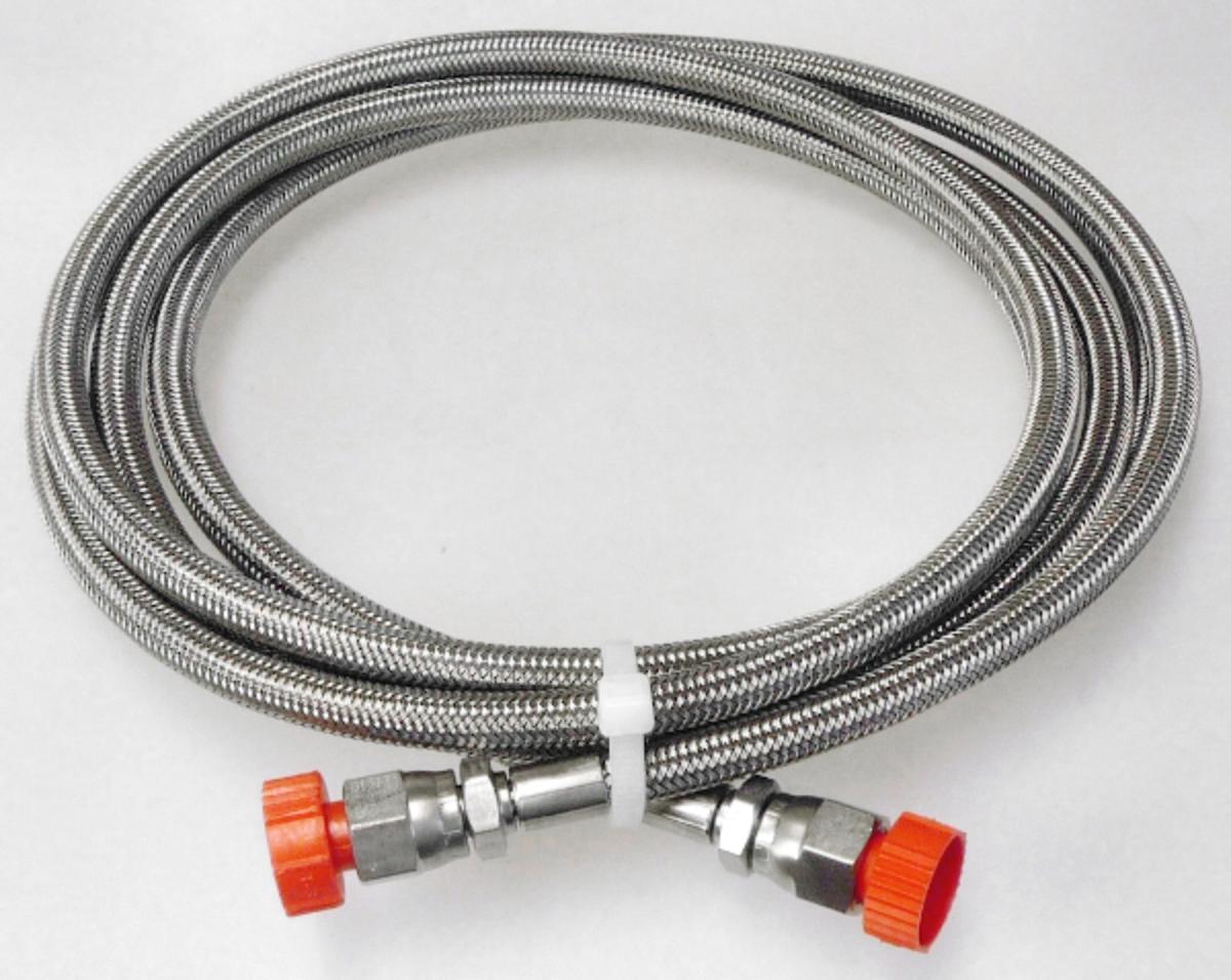Angaben des Antragstellers:
Verbindungsschlauch
-2,7 m - Metallschlauch mit Verbindungsstücken; Verbindung zwischen Gasinsufflator (CO2-Insufflator für Darmspiegelung/Koloskopie) und CO2-Quelle (Flasche oder Wandanschluss)-

Feststellungen an einem Warenmuster:
Es wurde ein ca. 270 cm langer, biegsamer Schlauch aus einem inneren Kunststoffschlauch und einer metallischen äußeren Verstärkung vorgelegt. Der Schlauch ist an den Enden mit Anschlussstücken versehen.

Befund:
Es handelt sich um einen biegsamen, verstärkten Schlauch aus Kunststoff mit Verbindungsstücken der Unterposition (KN) 3917 3900. Charakterverleihend ist der medienführende Innenschlauch aus Kunststoff.