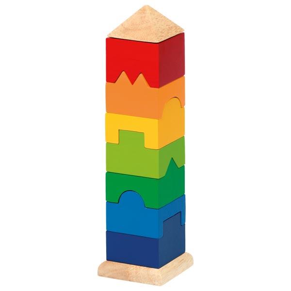 Nach den Angaben der Antragstellerin sowie der vorliegenden Abbildung handelt es sich um ein Puzzle "Art. 58893 - Stapelturm" in Form eines Steckspiels,
- im Wesentlichen aus Holz gefertigt,
- aus einer quadratischen Grundplatte mit den max. Abmessungen von etwa 
  7,5 cm x 7,5 cm x 1,5 cm,
- einem etwa 24 cm langen Stab, der mit einer gummielastischen Kordel auf der Grundplatte 
  befestigt ist,
- insgesamt acht Puzzleelementen,
-- in unterschiedlichen Farben und
-- unterschiedlichen Formen gestaltet,
-- mittig jeweils mit einem Loch zum Aufstecken auf den Stab versehen,
-- können nur in einer bestimmten Reihenfolge sinnvoll aufeinandergestapelt werden, um einen 
   fertigen Turm zu ergeben,
- ohne Hinweise auf eine Fertigung in Handarbeit,
- dient der spielerischen Unterhaltung von Kindern ab zwei Jahren,
- in einem farbig bedruckten Pappkarton für den Einzelverkauf aufgemacht.

Die Ware ist zolltarifrechtlich als "Puzzle, aus Holz, nicht handgearbeitet" einzureihen
