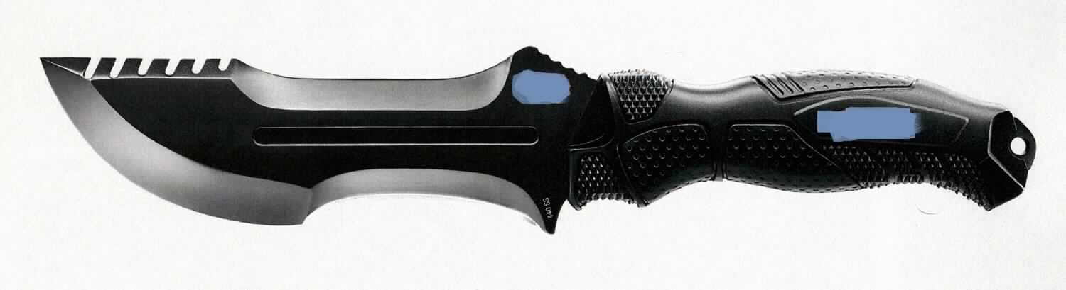"Outdoor Survival Knife";

- Messer bestehend aus einer 147 mm langen, feststehenden Klinge aus Stahl, welche auf einer
  Seite geschliffen ist und auf der anderen Seite im Bereich der Spitze eine Sägezahnung aufweist,
 
- mit einem Griff aus Kunststoff mit einer Öse am hinteren Ende

- mit einer Gesamtlänge von ca. 280 mm 

- mit einer speziell für die Aufnahme des Messers hergerichteten, zum dauernden Gebrauch
  geeigneten Nylon-Scheide

Abbildung siehe Anlage.

Eine Einreihung in die Pos. 9307 kommt aufgrund der Klingenform und des einseitigen Schliffs nicht in Betracht.

Derartige Erzeugnisse gehören als "Messer, mit schneidender, feststehender Klinge aus unedlem Metall, kein Messer der Position 8208" zum TARIC-Code 8211 9200 00.