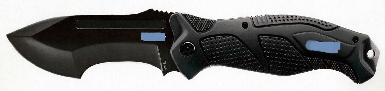 "Outdoor Survival Knife";

- Messer, bestehend aus einer 105 mm langen, klappbaren Klinge aus Stahl, welche auf einer
  Seite geschliffen ist  und einem Griff aus Kunststoff, welcher am hinteren Ende eine Öse 
  aufweist

- mit einer Gesamtlänge von ca. 240 mm 

- mit einer speziell für die Aufnahme des Messers hergerichteten, zum dauernden Gebrauch
  geeigneten Nylon-Scheide

Abbildung siehe Anlage.

Eine Einreihung in die Pos. 9307 kommt aufgrund der Klingenform und des einseitigen Schliffs nicht in Betracht.

Derartige Erzeugnisse gehören als "Messer, mit schneidender, nicht feststehender Klinge aus unedlem Metall, kein Messer der Position 8208" zum TARIC-Code 8211 9300 00.