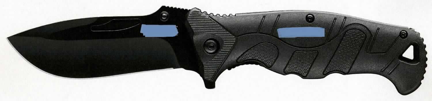 "Taschenmesser";

- Messer, bestehend aus einer 86 mm langen, nicht feststehenden Klinge aus Stahl, welche auf 
  einer Seite geschliffen ist und einem Griff aus Kunststoff, welcher am hinteren Ende eine Öse 
  und auf einer Seite einen Gürtelclip aufweist

- mit einer Gesamtlänge von ca. 212 mm 

Abbildung siehe Anlage.

Eine Einreihung in die Pos. 9307 kommt aufgrund der Klingenform, der Klingenlänge und des einseitigen Schliffs nicht in Betracht.

Derartige Erzeugnisse gehören als "Messer, mit schneidender, nicht feststehender Klinge aus unedlem Metall, kein Messer der Position 8208" zum TARIC-Code 8211 9300 00.