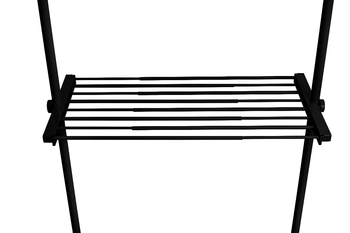 Es handelt sich bei dem sog. "Regalboden" um eine regalbrettähnliche Ware (Abmessungen: ca. 73 cm - 120 cm x 4 cm x 42,5 cm, B x H x T) mit entsprechender Vorrichtung aus Kunststoff als Einsatz in ein Teleskopregal. Das ausziehbare Erzeugnis besteht aus acht Stangen aus Stahl, auf denen unterschiedliche Gegenstände abgelegt werden können. 
Aufgrund der Bedeutung für die Verwendung bestimmt das Metall den stofflichen Charakter der zusammengesetzten Ware. 
Hinweise auf Handarbeit liegen nicht vor. 

Die verpackte Ware ist als "erkennbares Teil eines anderen als von den Positionen 9401 und 9402 erfassten Möbels, aus Metall, nicht handgearbeitet" einzureihen.