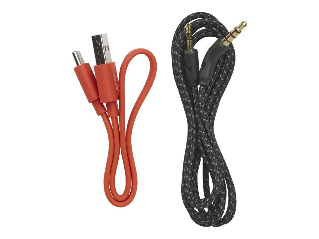 Kopfhörer mit Mikrofon - On-Ear (Abbildung siehe Anlage),
- aus zwei Miniaturlautsprechern im Gehäuse mit Ohrpolstern, über einen gemeinsamen 
  Kopfbügel verbunden, mit Bluetooth-Funkmodul, Akkumulator, USB-Ladeanschluss,
  Mikrofon, Statusanzeigen und Bedienelementen (u. a. für Rufannahme und Beendigung
  nicht aber für die Wiederwahl der letzten Nummer),
- zum Umwandeln elektrischer Tonfrequenzsignale in Schallwellen und zum Umwandeln
  von Schallwellen in elektrische Tonfrequenzsignale - kennzeichnende Haupttätigkeit -
  sowie zum Senden und Empfangen von Signalen im Bluetooth-Standard,
- zusammen mit Beipack (Audiokabel, USB-C-Ladekabel, Garantieblatt mit Warnhinweisen,
  Kurzanleitung mit Sicherheitsdatenblatt) in einer gemeinsamen Verkaufsverpackung.
Der Kopfhörer mit Mikrofon bestimmt den Charakter des Ganzen.

"Kopfhörer mit Mikrofon kombiniert (Kombination aus Kopfhörer mit Mikrofon
 - kennzeichnende Haupttätigkeit - und Apparat für die Kommunikation in einem drahtlosen
 Netzwerk), in Warenzusammenstellung in Aufmachung für den Einzelverkauf mit nicht
 charakterbestimmendem Beipack"