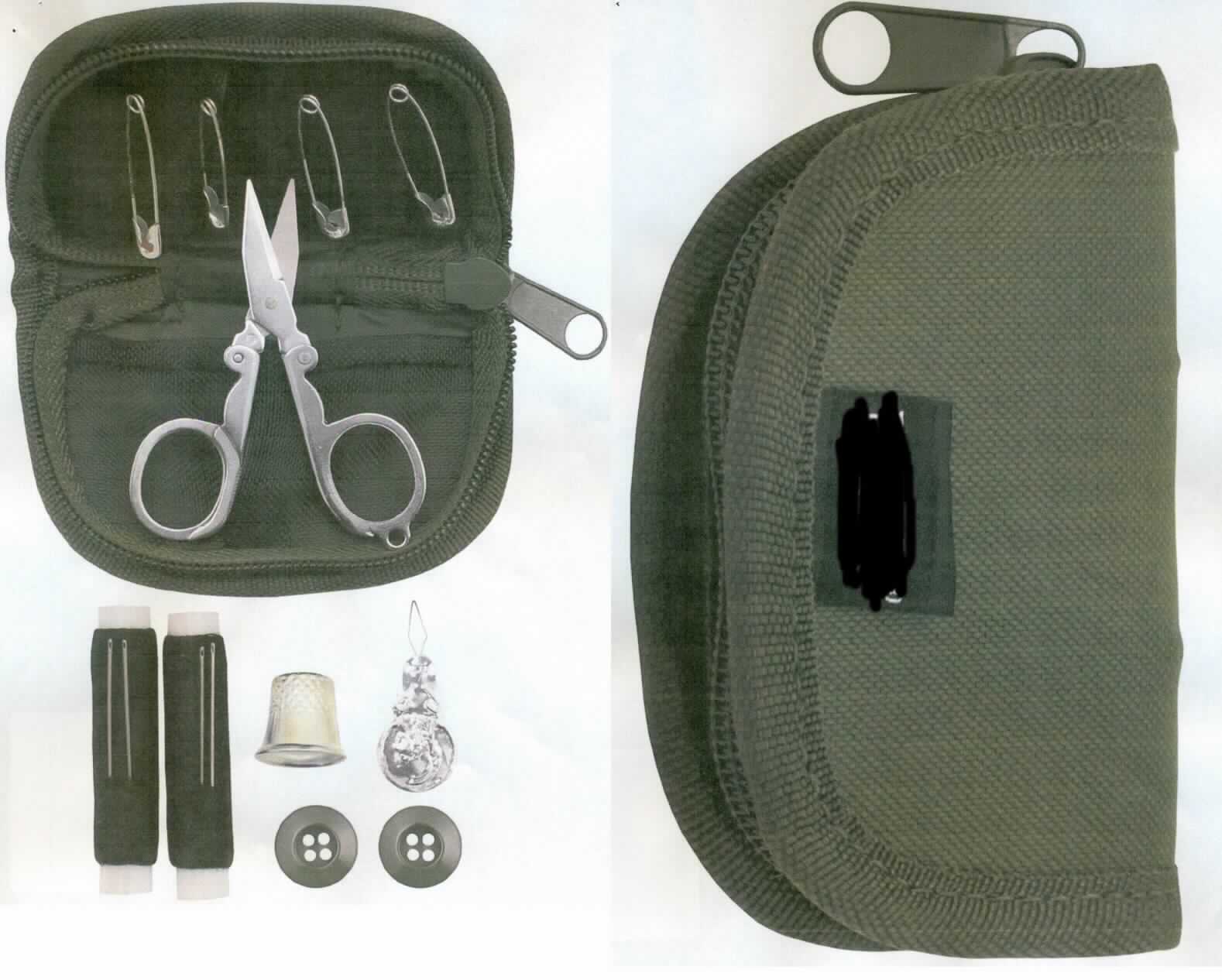Bei der als "Nähzeug mit Tasche, oliv" bezeichneten Ware handelt sich um ein Nähset mit folgendem Inhalt:
- zwei Garnrollen,
- einer Schere,
- vier Sicherheitsnadeln,
- ein Nadeleinfädler,
- ein Fingerhut
- zwei Knöpfen
- vier Nähnadeln.

Die Waren sind gemeinsam in einem ca. 11,0 x 7,0 x 2,5 cm großen (L x B xH), olivgrünen, verschließbaren, zum dauerhaften Gebrauch geeigneten Etui (Gewebe) untergebracht. Das Etui besitzt einen, drei Seiten umspannenden, ebenfalls olivgrünen Reißverschluss.

Das Nähset ist als "Reisezusammenstellung zum Nähen" einzureihen.