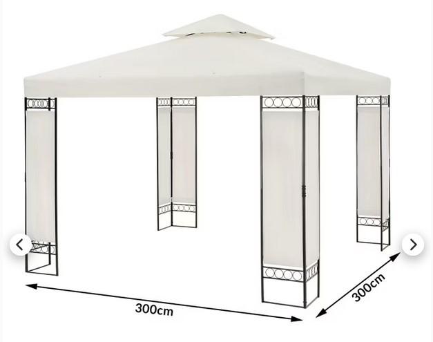 "Pavillon Lorca"
Warenzusammenstellung in Aufmachung für den Einzelverkauf, bestehend aus

- einer aus verschiedenen Stoffen zusammengesetzten Ware in Form eines noch
  nicht zusammengesetzten Gartenpavillons, bestehend aus

- - einem pulverbeschichtetem Stahlgestell aus einer quadratischen Dach-
    Konstruktion (3 x 3 m, Höhe 2,70 m)) mit aufgesetzter Haube für die 
    Luftzirkulation sowie vier L-förmigen Standpfosten mit runden Zierelementen, 
    dessen einzelne Komponenten mittels  Schrauben und Muttern fest 
    zusammengefügt und die mittels Erdnägeln durch in den Pfosten befindliche 
    Löcher dauerhaft am Boden befestigt werden können 

- - einer Dachbespannung sowie Seitenbespannungen in den Standpfosten aus
    Polyester, die in verschiedenen Farben (creme, rot, anthrazit, braun, blau)
    erhältlich sind

- 20 Heringen aus Stahl

- 4 Abspannseilen aus Spinnstoff

- 1 Schraubenschlüssel für die Montage

- 1 gedruckten Aufbauanleitung

(Antragstellerangaben)

Abbildung siehe Anlage.

Die Stahlkomponenten bestimmen im Hinblick auf die Bedeutung für die 
Verwendung (Stabilität der Konstruktion) den Charakter der aus verschiedenen 
Stoffen zusammengesetzten Ware.

Der Pavillon bestimmt den Charakter der Warenzusammenstellung.

Derartige Erzeugnisse gehören als "Konstruktionen aus Stahl, andere als in den 
TARIC-Codes 7308 1000 00 bis 7308 9098 11 genannte" zum TARIC-Code 
7308 9098 90.