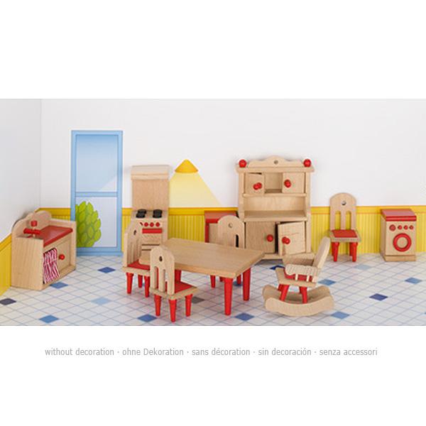 Nach den Angaben der Antragstellerin sowie der vorliegenden Abbildung handelt es sich um ein Spielzeug in Zusammenstellung, sog. "Puppenmöbel Küche, Art. 51951", bestehend aus
- einem Kühlschrank,
- einem Küchenschrank,
- einer Spüle,
- einem Tisch,
- einem Schaukelstuhl,
- vier Küchenstühlen,
- einem Herd,
- einer Waschmaschine,
- überwiegend aus Holz gefertigt.

Die Spielzeugzusammenstellung dient der spielerischen Unterhaltung und ist in einem bunt bedruckten Pappkarton für den Einzelverkauf aufgemacht.

Derartige Erzeugnisse werden zolltarifrechtlich als "anderes Spielzeug, aufgemacht in Zusammenstellungen" eingereiht.