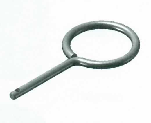 Es handelt sich um vollständig aus Stahl gefertigte Erzeugnisse, in Form von ca. 35 mm langen Stifte, die an einem Ende eine Bohrung aufweisen und deren anderes Ende zu einem Ring ausgearbeitet ist.
Sie dienen durch Befestigung in der Öffnung am Handgriff eines Feuerlöschers zur Sicherung vor einer versehentlichen Auslösung des Betätigungsmechanismus.
-Antragstellerangaben-

Abbildung siehe Anlage.

Derartige Erzeugnisse gehören als "andere Splinte aus Stahl" zum TARIC-Code 7318 2400 90.

Eine Einreihung als Teil eines Feuerlöschers in die Position 8424 scheidet aufgrund des unspezifischen Erscheinungsbildes der Sicherung aus.