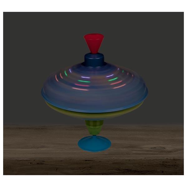 Nach den Angaben der Antragstellerin und dem vorgelegten Warenmuster handelt es sich um Spielzeug,
- in Form eines Kreisels mit einem Durchmesser von ca. 18,5 cm
- bestehend aus einem mit verschiedenen Motiven zum Thema "Weltall" versehenen 
  Kreiselkörper aus unedlem Metall, der mit einer Achse aus unedlem Metall verbunden ist,
- mit einem Halteknauf und einem Fuß aus Kunststoff,
- durch Auf- bzw. Abwärtsbewegung der Achse wird der Kreisel in eine Rotationsbewegung
  versetzt und gibt dann surrende Geräusche ab,
- mit eingebautem Dynamo, welcher integrierte LED-Leuten durch die Rotation zum Leuchten
  bringt,
- dient der spielerischen Unterhaltung von Kindern,
- in einem bunt bedruckten Displaykarton verpackt.

Im Hinblick auf den Umfang bestimmt das unedle Metall den Charakter der aus verschiedenen Stoffen zusammengesetzten Ware.

Derartige Erzeugnisse werden zolltarifrechtlich als "anderes als von den Unterpositionen (KN)
9503 0010 bis 9503 0095 erfasstes Spielzeug, nicht aus Holz handgearbeitet" eingereiht.