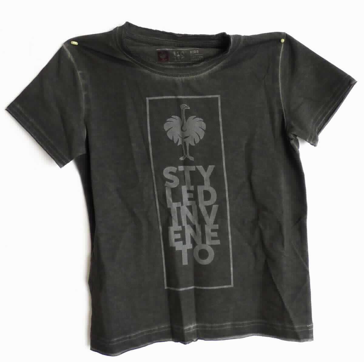 T-Shirt, sog. T-Shirt e.s. motion ten veneto, Kinder, A3-Art. 2125037, Größe 110/116, Foto siehe Anlage,
- in einem Polybeutel verpackt,
- aus ca. 0,5 mm dicken (leichten), bedruckten Gewirken aus laut Antrag 95 % Baumwolle und 5 % Elasthan 
  (synthetische Chemiefasern),
- über die Taille reichend (Rückenlänge: ca. 45 cm),
- mit einem runden, leicht halsfernen Ausschnitt,
- ohne Öffnung und ohne Verschluss,
- mit kurzen, eng anliegenden Ärmeln,
- auf der Vorderseite mit einem großflächigen Aufdruck verziert,
- am unteren Rand durch Umschlagen und Festnähen gesäumt.

"T-Shirt, aus Gewirken, aus Baumwolle"
