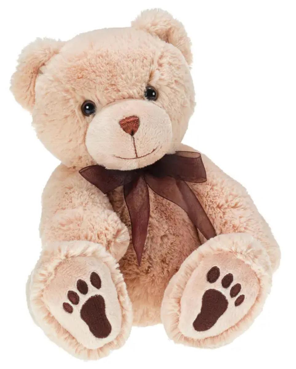 Bei dem durch eine Abbildung veranschaulichten Spielzeug handelt es sich um einen laut Angaben ca. 28 cm großen Teddybären, der aus beige-braunem Spinnstoff (Plüsch) zusammengenäht und innen mit Ausnahme der Ohren vollständig mit weichem Material gefüllt ist. Der Kopf ist mit ausgeformten Ohren, Nase und Maul sowie angenähten Augen aus Kunststoff versehen. Zwei der vier Pfoten des Teddybären sind mit dunkelbraunen "Fußabdrücken" und der Hals mit einem Schleifenband verziert.  

Zolltarifrechtlich liegt" Spielzeug, ein Tier darstellend, gefüllt" vor.