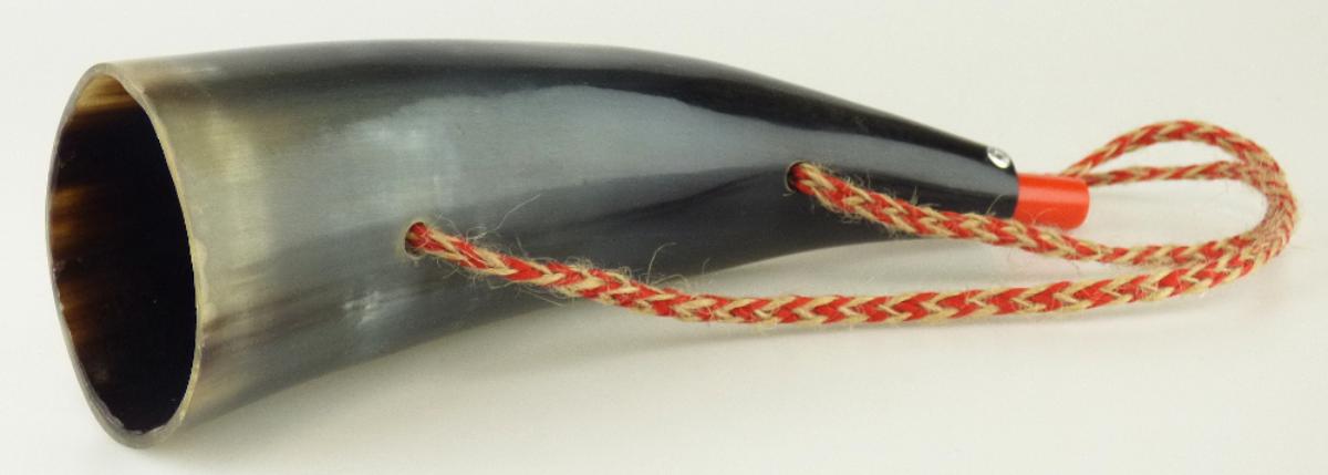 Bei dem sog. Wikinger-Rufhorn, Art.-Nr. 15231 handelt es sich um eine zusammengesetzte Ware, bestehend aus einem Signalhorn aus einem ca. 12,5 bis 17 cm langen trichterförmigen und gebogenen Klangkörper aus Kuhhorn mit Kunststoffmundstück (charakterbestimmend hinsichtlich der Bedeutung für die Verwendung) und einem Spinnstoffband zum Umhängen.

Lt. Antrag wird das Wikinger-Rufhorn 3-fach im 6er Set verpackt.

Die Ware ist als "Signalhorn zu Ruf- und Signalzwecken" einzureihen.